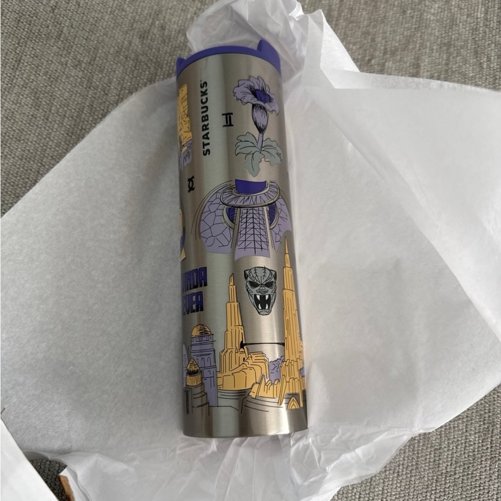 Starbucks Metallic Tumbler with Purple and Gold Highlights